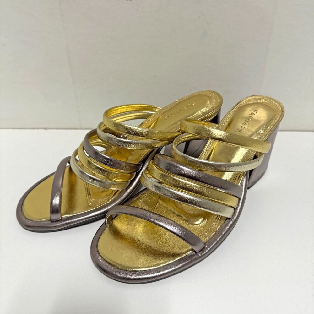 FARM Rio Sandal Block Heel Slide Gold - Picture 2 of 11